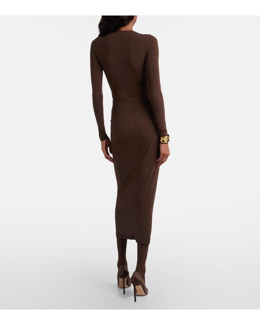 Wardrobe NYC Brown Sheer Midi Skirt