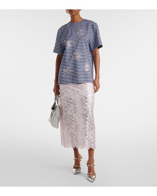 Rabanne Pink Floral Lace Midi Skirt