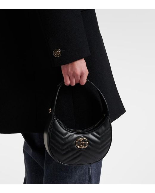 Gucci Black Gg Marmont Small Leather Shoulder Bag