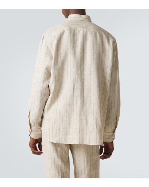 Rubinacci Natural Striped Linen And Wool Shirt for men