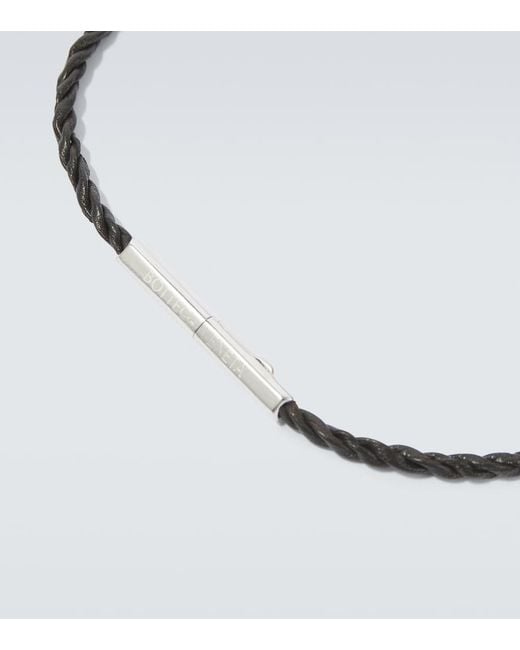 Bottega Veneta White Leather Sterling Bracelet for men
