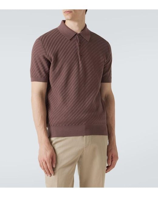 Brioni Purple Cotton, Silk, And Cashmere Polo Shirt for men