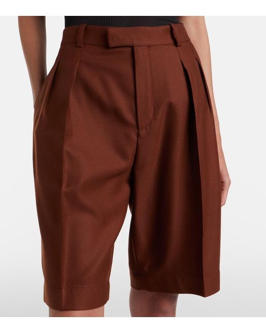 Saint Laurent Brown Pleated Cashmere Bermuda Shorts