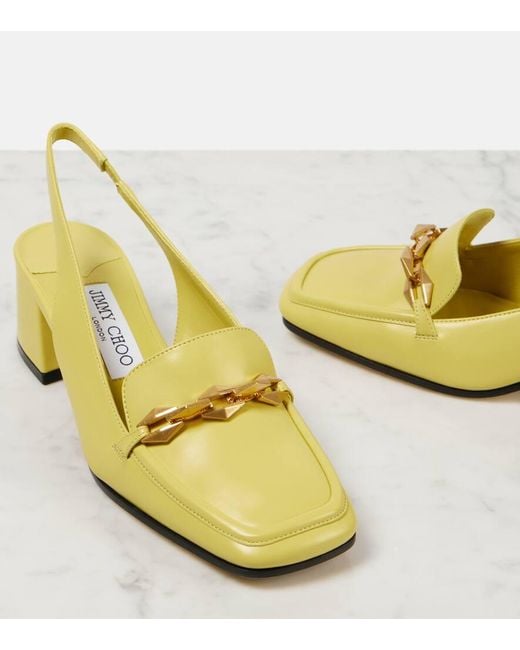 Jimmy Choo Yellow Diamond Tilda 45 Leather Slingback Pumps