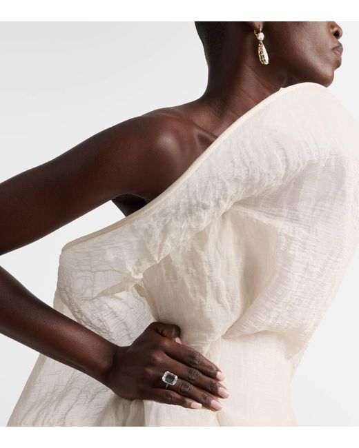 Ileana Makri White Oblong 18Kt Ring With Topaz And Diamonds
