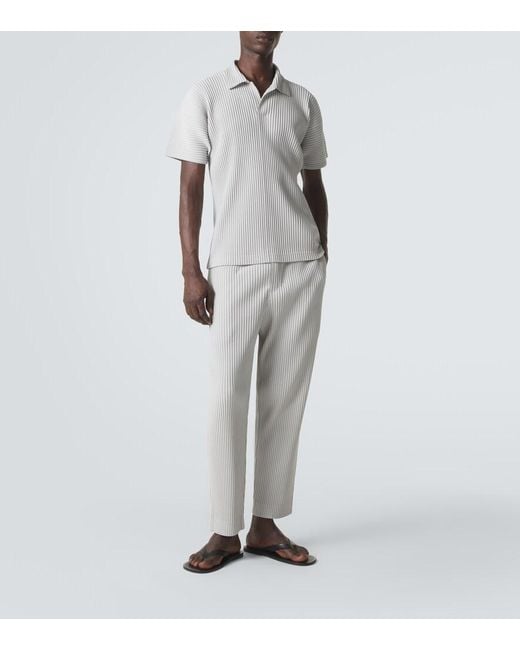 Homme Plissé Issey Miyake Gray Basics Pleated Polo Shirt for men