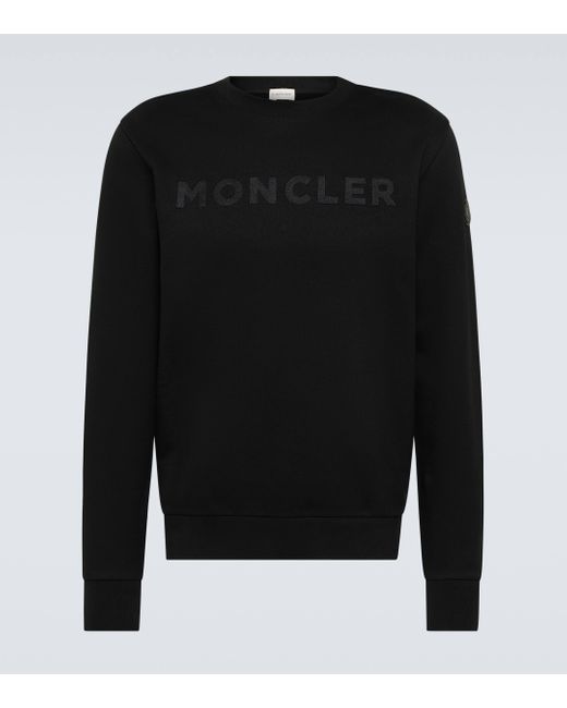 Moncler Black Logo Cotton Jersey Sweatshirt for men