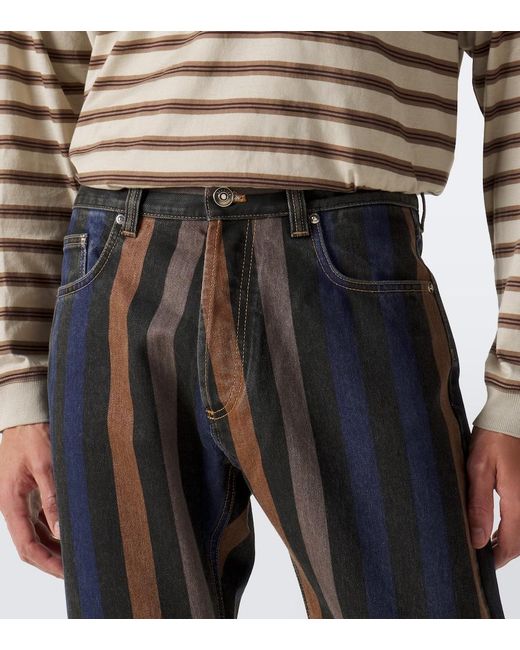Jeans Rectos A Rayas Versace de hombre de color Gray