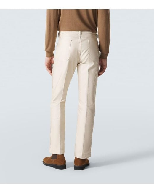 Tom Ford Natural Cotton Satin Straight Pants for men