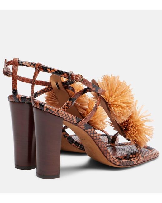 Ulla Johnson Brown Isolde Raffia-Trimmed Leather Sandals