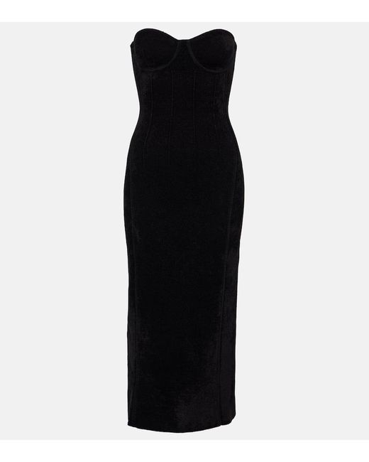 Vestido midi Titania de terciopelo Galvan de color Black