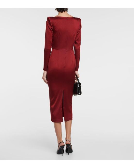 Alex Perry Red Satin Crepe Midi Dress