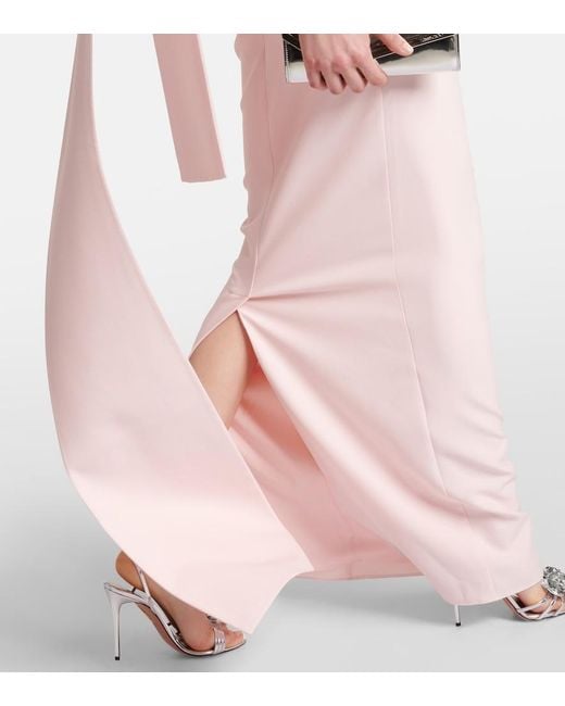 Safiyaa Pink Embellished Caped Crepe Gown