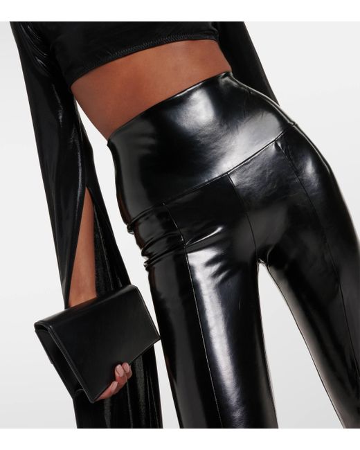 Spat flared faux-leather leggings in black - Norma Kamali