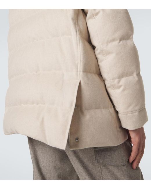 Brunello Cucinelli Natural Wool Flannel Down Parka for men