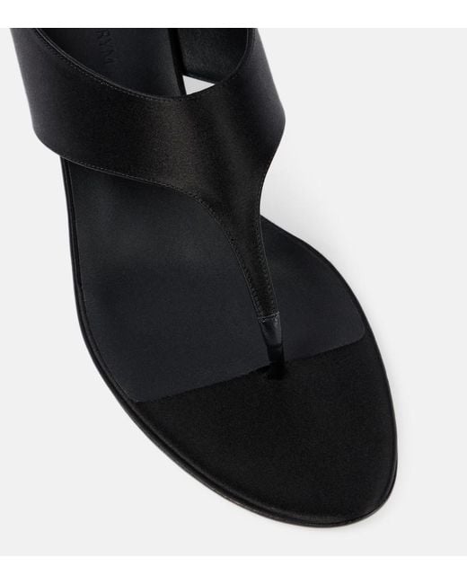 Magda Butrym Black 45 Satin And Leather Thong Sandals