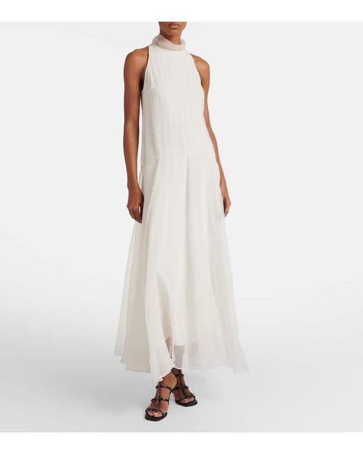Brunello Cucinelli White Silk Gown