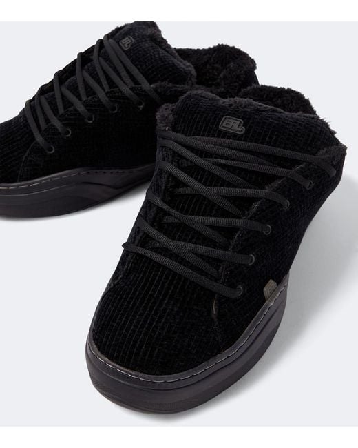 ERL Black Vamp Terry-Lined Corduroy Sneakers for men