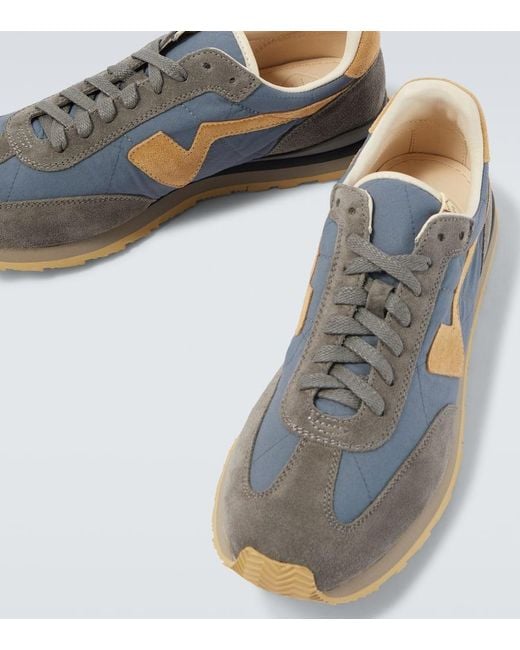 Visvim Blue Fkt Runner Suede-Trimmed Sneakers for men