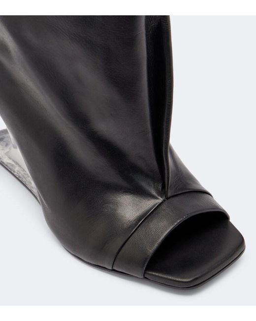 Rick Owens Black Cantilever Leather Mid-Calf Boots