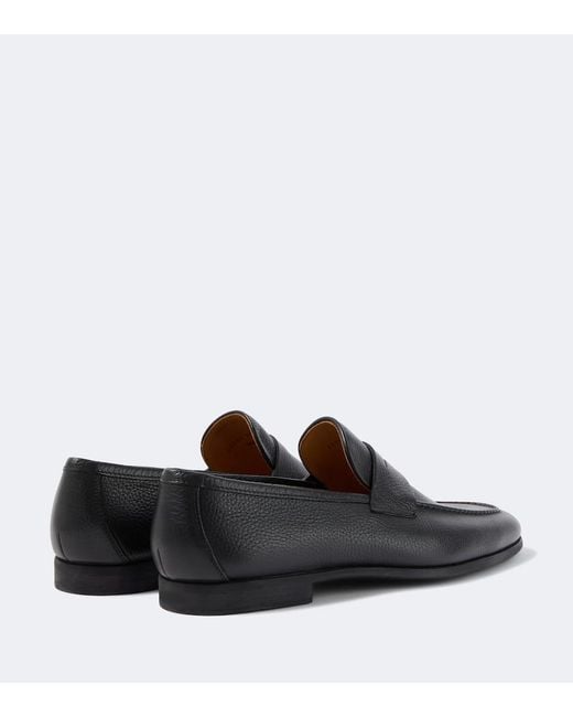 Magnanni Shoes Black Diezma Ii Leather Penny Loafers for men
