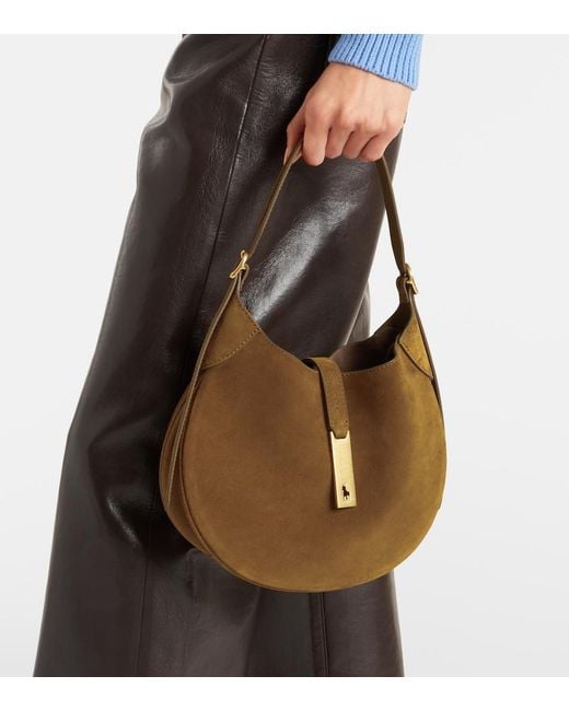 Polo Ralph Lauren Brown Polo Id Small Suede Shoulder Bag