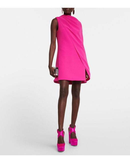 Safiyaa Pink Margareta Asymmetrical Cape Minidress