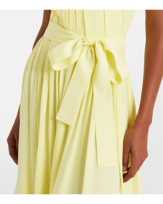 Elie Saab Yellow Halterneck Silk-Blend Midi Dress