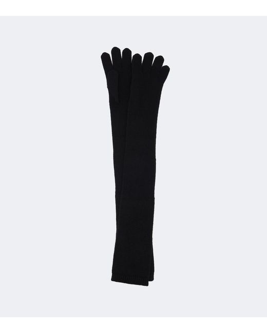 Nour Hammour Black Cashmere And Wool Gloves