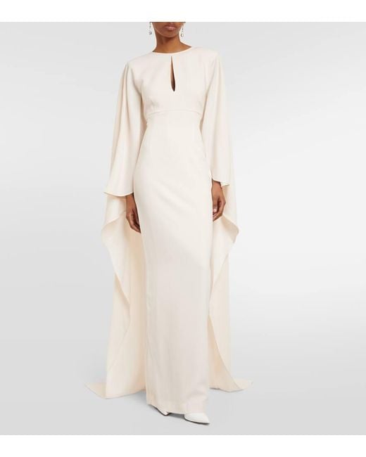 Roland Mouret Natural Caped Cady Gown