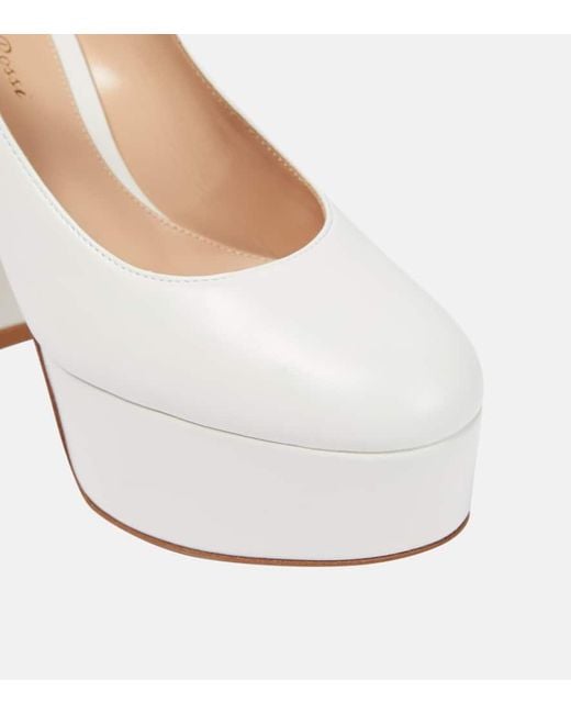 Gianvito Rossi White Mary Jane Leather Pumps