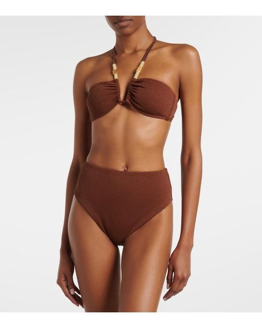 ViX Brown Harper Carol Beaded Bikini Top