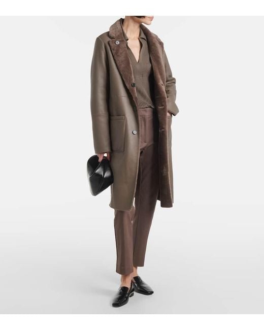 Joseph Brown Reversible Shearling And Leather Coat