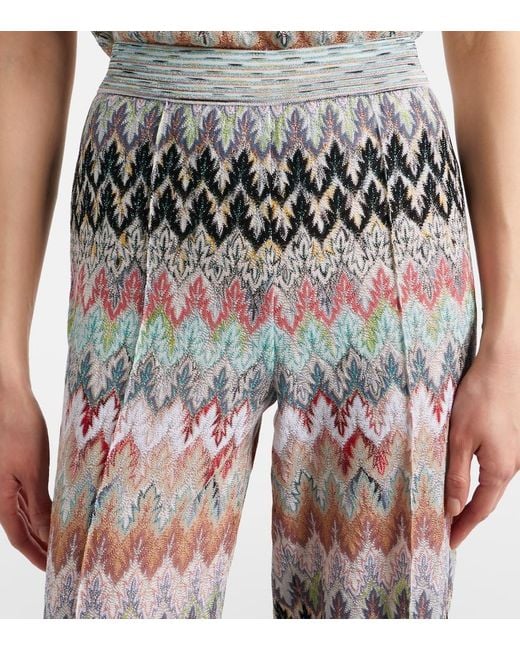 Missoni White Zigzag Lame Straight Pants