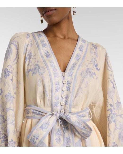 Zimmermann Natural Indra Floral Linen Minidress