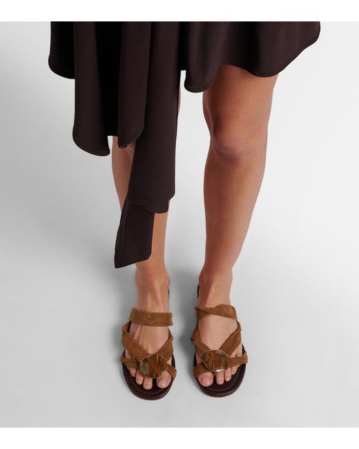 Christopher Esber Brown Doma Embellished Suede Sandals