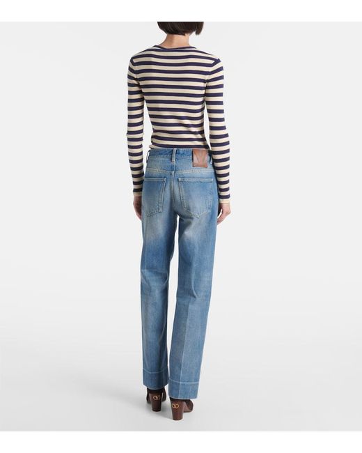Valentino Blue Faded Wide-Leg Jeans