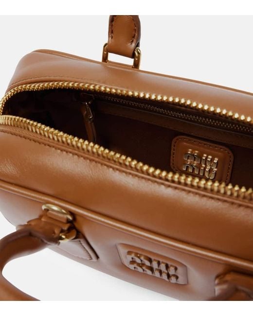 Miu Miu Brown Tote Arcadie Small Aus Leder