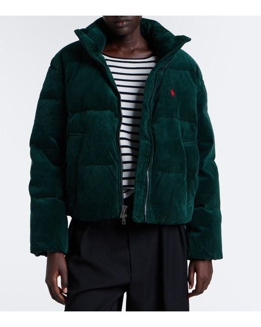 Polo Ralph Lauren Green Cotton Corduroy Down Jacket