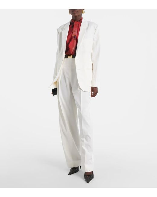 Victoria Beckham White Wool-Blend Blazer