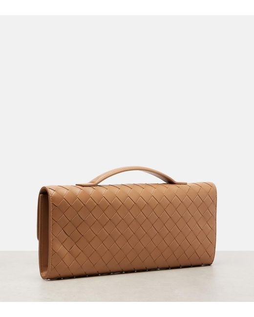 Bottega Veneta Brown Andiamo Intrecciato Leather Clutch