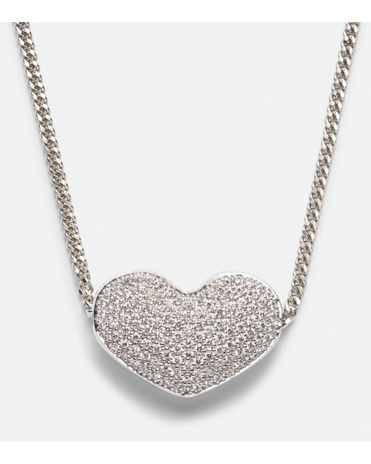 Eera Eera Heart 18kt White Gold Necklace With Diamonds
