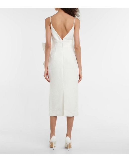 Rebecca Vallance White Bridal Genevieve Bow-trimmed Crepe Midi Dress