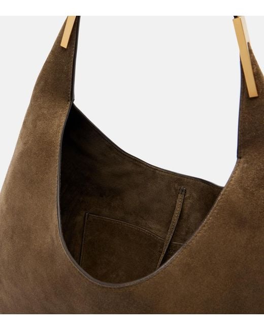 SAVETTE Brown Florence Medium Suede Shoulder Bag