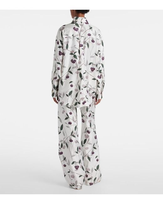 Stella McCartney Gray Printed Silk Twill Shirt