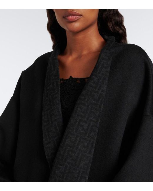 Fendi Black Belted Wool And Silk Coat