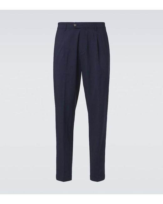 Eleventy Blue Wool-Blend Straight Pants for men