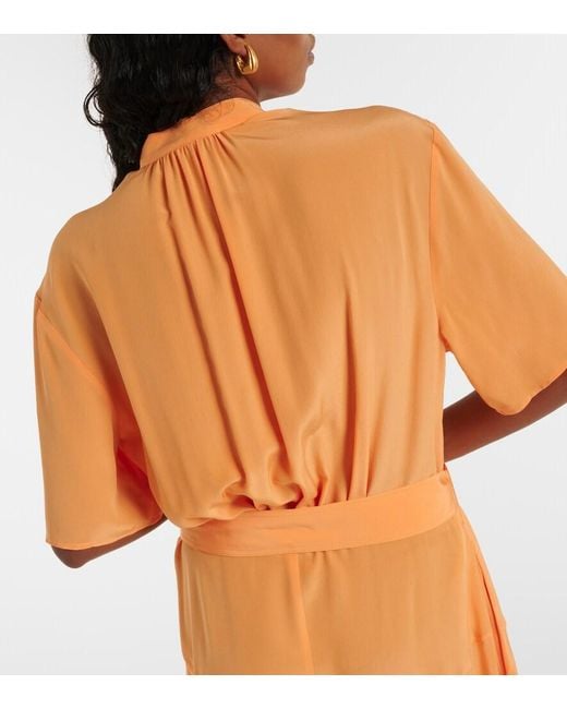 Stella McCartney Orange Iconic Silk Crepe De Chine Midi Dress