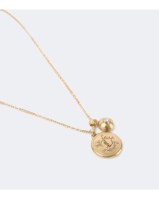Saint Laurent White Cassandre Embellished Chain Necklace for men