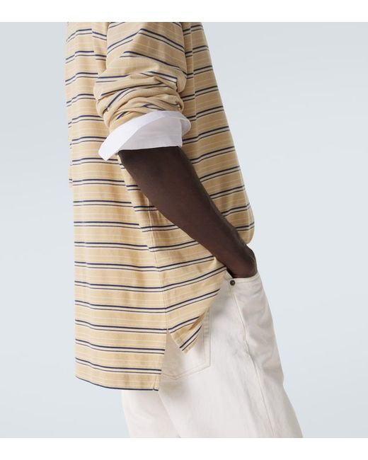 Prada Natural Striped Cotton Pique Polo Shirt for men